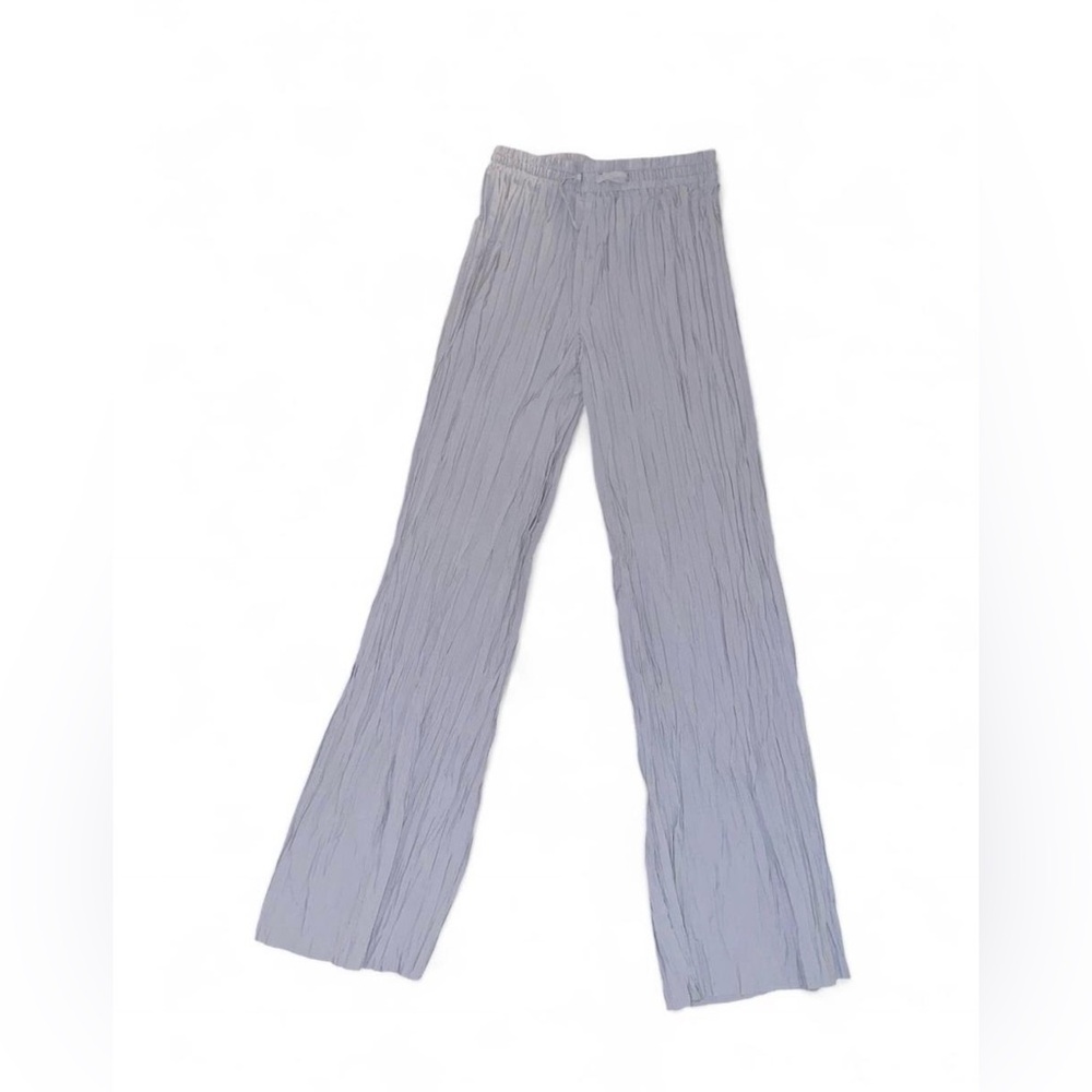 Zara Winter Frost blue grey elastic waist pleated pants size small. NWT
